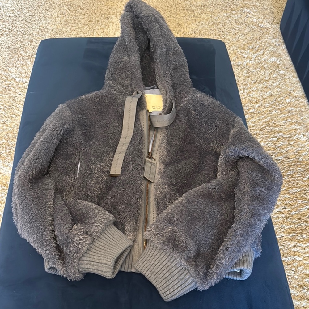 Pilcro faux fur Soft Steel Blue Fleece Jacket